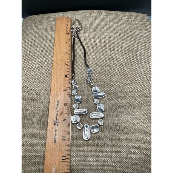 RLM Soho Stamped Silver and Black Leather Necklace Vintage Robert Lee Morris - Picture 6 of 7